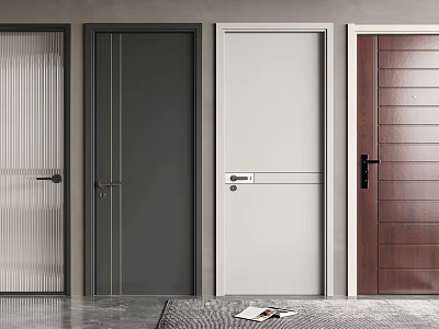 Modern Flush Doors In White Grey And Brown With Sleek Design For Home 3d model