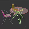 Modern Dining Table And Chairs Set With White Round Table And Orange Metal Frame Chairs