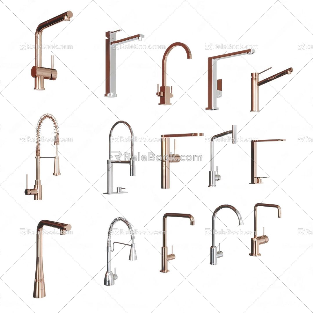 Modern faucet combination 3d model