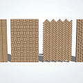 Modern Building Exterior Wall With Various Brick Textures And Pattern Designs 3d model