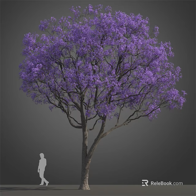 Tall Arbor With Lush Purple Flowers And Human Figure For Size Comparison 3d model 