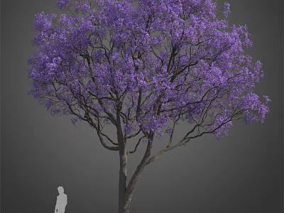 Tall Arbor With Lush Purple Flowers And Human Figure For Size Comparison 3d model