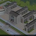 Modern Traditional School Building Complex With Connected Structures Round Design Greenery And Campus Plaza 3d model