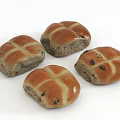 Freshly Baked Hot Cross Buns With Cross Patterns And Plump Raisins On White Background