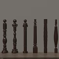 Various Decorative Wooden Balusters With Carved Designs For Staircase Railings