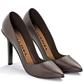 Chanel Brown Leather High Heels With Pointed Toe And Stiletto Heel