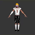 American Football Uniform Featuring Number 1 COUGARS Yellow Helmet Black Pants White Socks Black Shoes