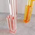 Modern Transparent Column Floor Lamps in Pink Yellow Red Colors for Interior Decor