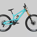 Light Blue Mountain Bike Equipped With Suspension And Large Tires