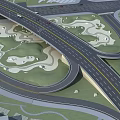 Efficient Modern Road Infrastructure Design Featuring Highway Interchange Loop Roads And Green Spaces 3d model