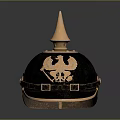 Vintage Black Helmet With Golden Spike And Eagle Emblem Design