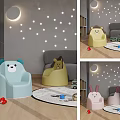 Playful Animal Shaped Colorful Kids Single Sofa For Children's Room Decor