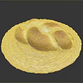 Freshly Baked Golden Brown Braided Bread On Woven Mat Ready For Serving