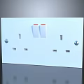 White Electrical Switch Panel With Double Switches And Multiple Sockets For Home Use 3d model