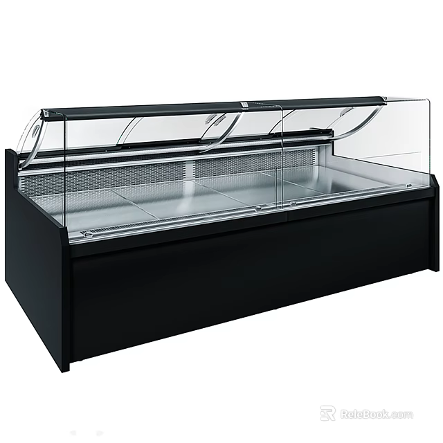 Commercial Display Freezer With Black Cabinet And Transparent Glass Cover For Food 3d model 