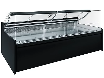 Commercial Display Freezer With Black Cabinet And Transparent Glass Cover For Food 3d model