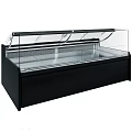 Commercial Display Freezer With Black Cabinet And Transparent Glass Cover For Food