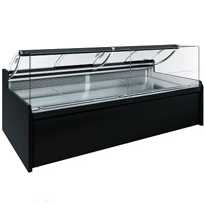 Commercial Display Freezer With Black Cabinet And Transparent Glass Cover For Food 3d model
