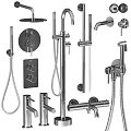 Modern Black Bathroom Faucets And Shower Heads With Control Panels