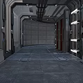 Cartoon Sci Fi Corridor Scene With Futuristic Lights And Metallic Design Elements 3d model
