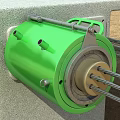Green Industrial Mechanical Equipment With Cylindrical Housing And Metal Mounted Structure