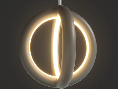 Modern Circular Chandelier With Illuminated LED Strips And Minimalist Gray Finish For Home Decor 3d model