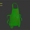 Orange Kitchen Apron With Green Handprint Design And Hanging Utensils