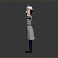 Game Movie Character 3D Model With White Trench Coat Hat And Outstretched Arms