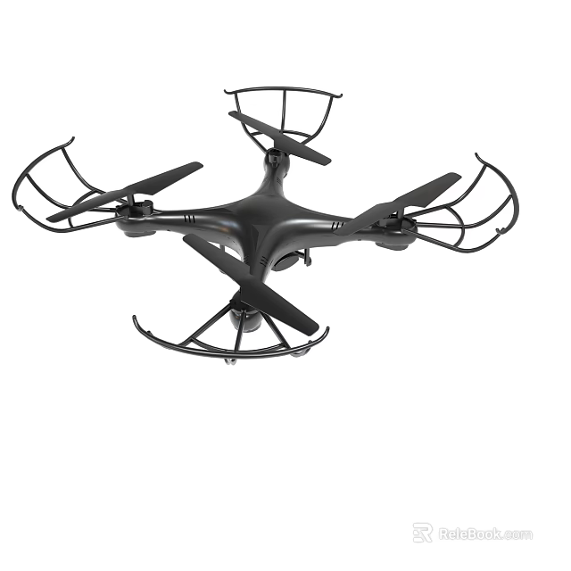 Black Quadcopter Drone With Propeller Guards And Stable Structure Design 3d model 