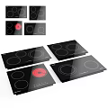 Modern Kitchen Appliances Induction Cooktops Featuring Glass Surface And Four Different Models 3d model