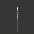 Medieval Metal Weapon With Long Pole And Cross Shaped Top On Gray Gradient Background