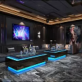 Modern KTV Interior Design With Large LED Screen Colorful Lights And Comfortable Seats 3d model