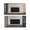 Modern TV Background Wall Design With Marble Panel And Built in Shelves 3d model