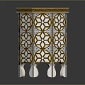 Intricate Octagonal Side Table With White And Gold Geometric Pattern And Decorative Legs 3d model