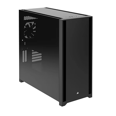 Black Modern PC Case With Transparent Side Panel Cooling Fan And Sleek Design 3d model