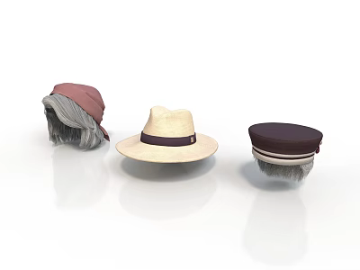 Realistic Style Hat Turban Straw Hat Military Hat Clothes Clothing Realistic Cartoon Game 3d model