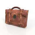 Vintage Brown Leather Briefcase With Classic Metal Buckle And Adjustable Straps For Daily Use