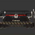 Vintage Corona Typewriter With Classic Black Metal Body And Retro Mechanical Keys