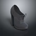 Women's Gray High Heels With Lace Up Block Heel Round Toe And Leather Design