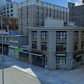 Busy Commercial Street with Multi Story Buildings Various Shopfronts and Loans Signboard Urban Scene