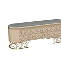 Elegant Entryway Console Table with Beige Hexagonal Pattern and Metal Frame Decor in Modern Interior 3d model