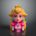 Game Movie Princess Character With Blonde Hair Golden Crown Blue Eyes And Pink Outfit