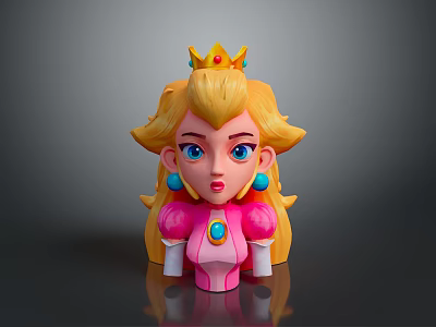 Game Movie Princess Character With Blonde Hair Golden Crown Blue Eyes And Pink Outfit 3d model