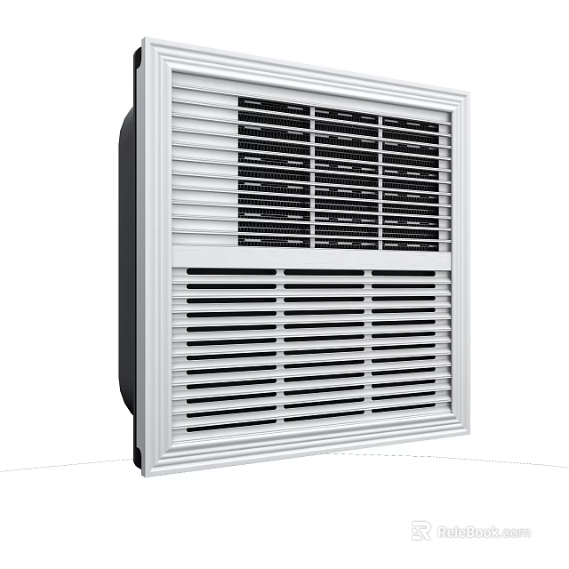 White Slatted Ventilation Grille With Grid Design For Home Ventilation System 3d model