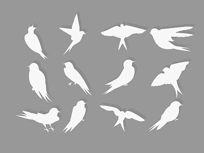 Swallow silhouette flying bird pigeon animal wings peace pigeon flying decoration animal wall decoration icon spring silhouette 3d model