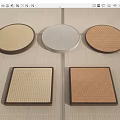 Household Coasters With Round Square Shapes Beige Gray Brown Woven Texture