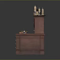 Mahogany Wooden Desk With Green Writing Top And Drawers Featuring Books Candles And Ink Bottle