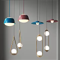 Stylish Blue Maroon Dome Shaped Spherical Pendant Lights With Metal Frame Interior Decor