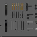 Various Modern Door Handles With Smart Lock And Different Material Designs For Home Use 3d model