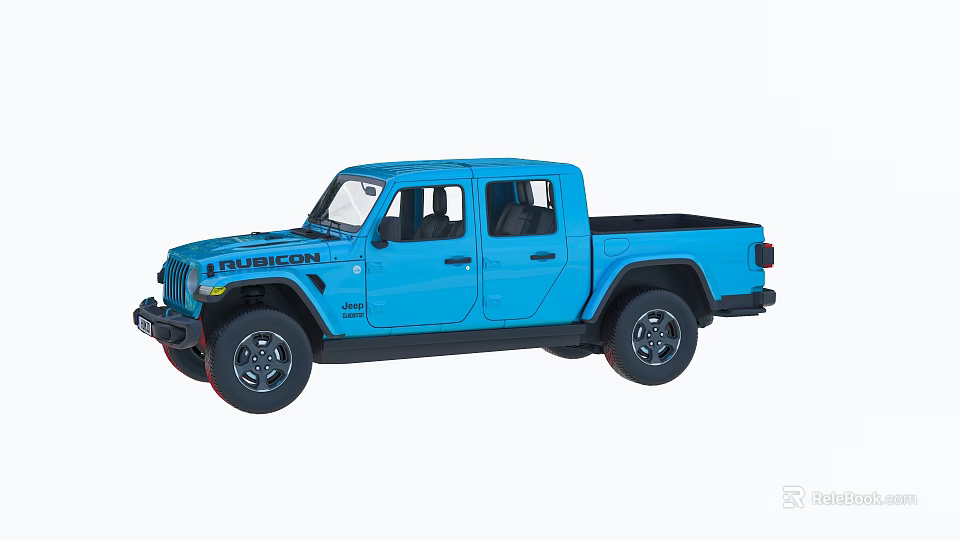 Blue Jeep Rubicon Four Door Pickup Truck With Stylish Exterior And Off Road Design 3d model 